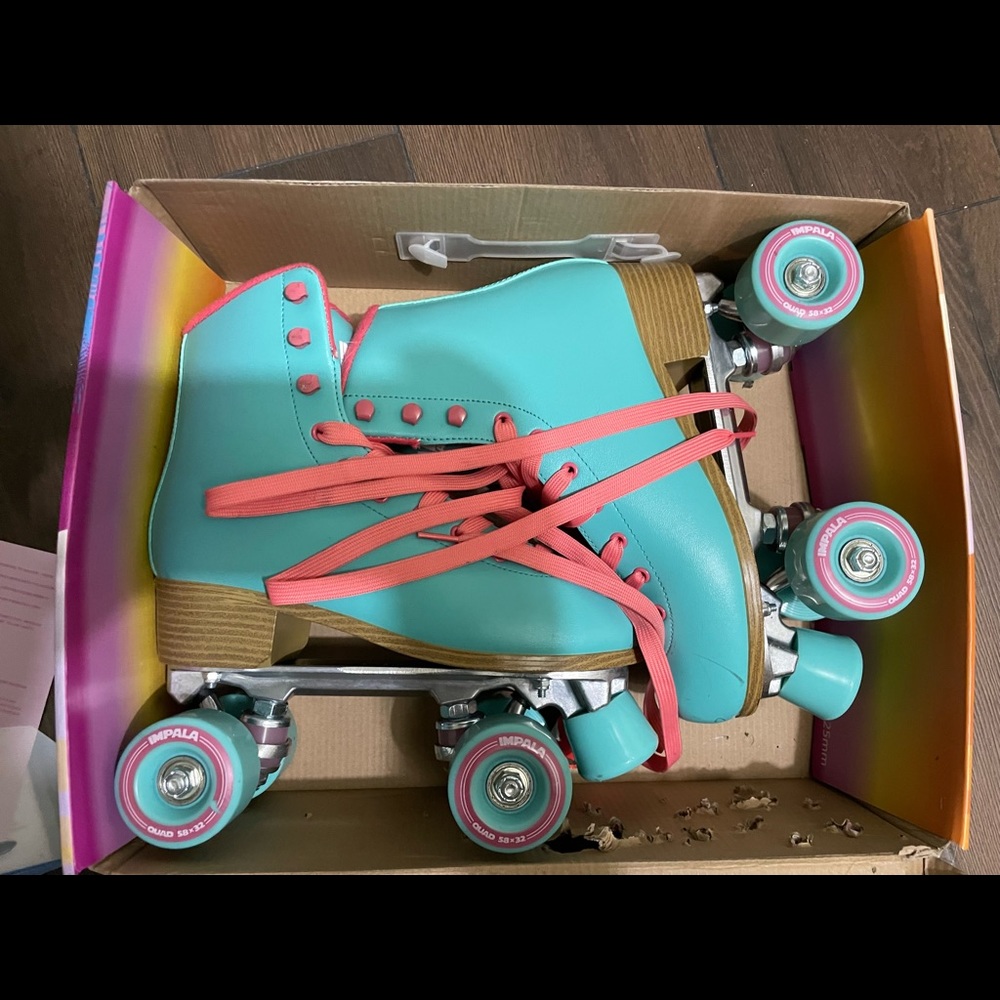 Impala Teal Size 8 Skates with extra Wheels